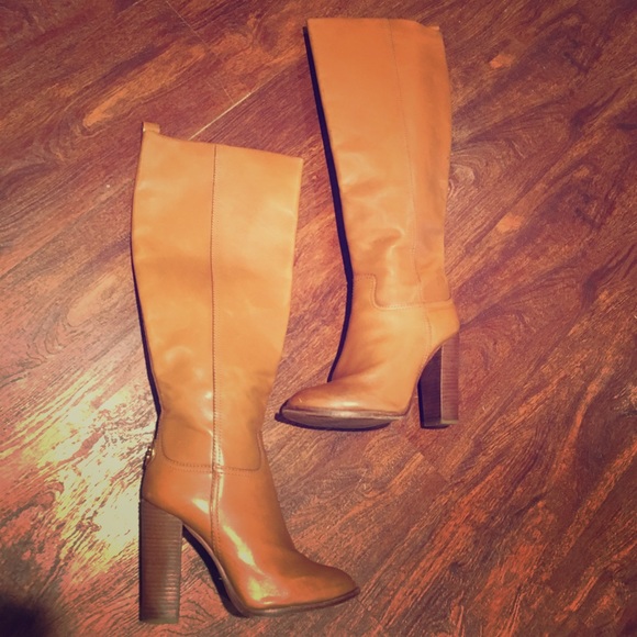 tan tall boots with heel